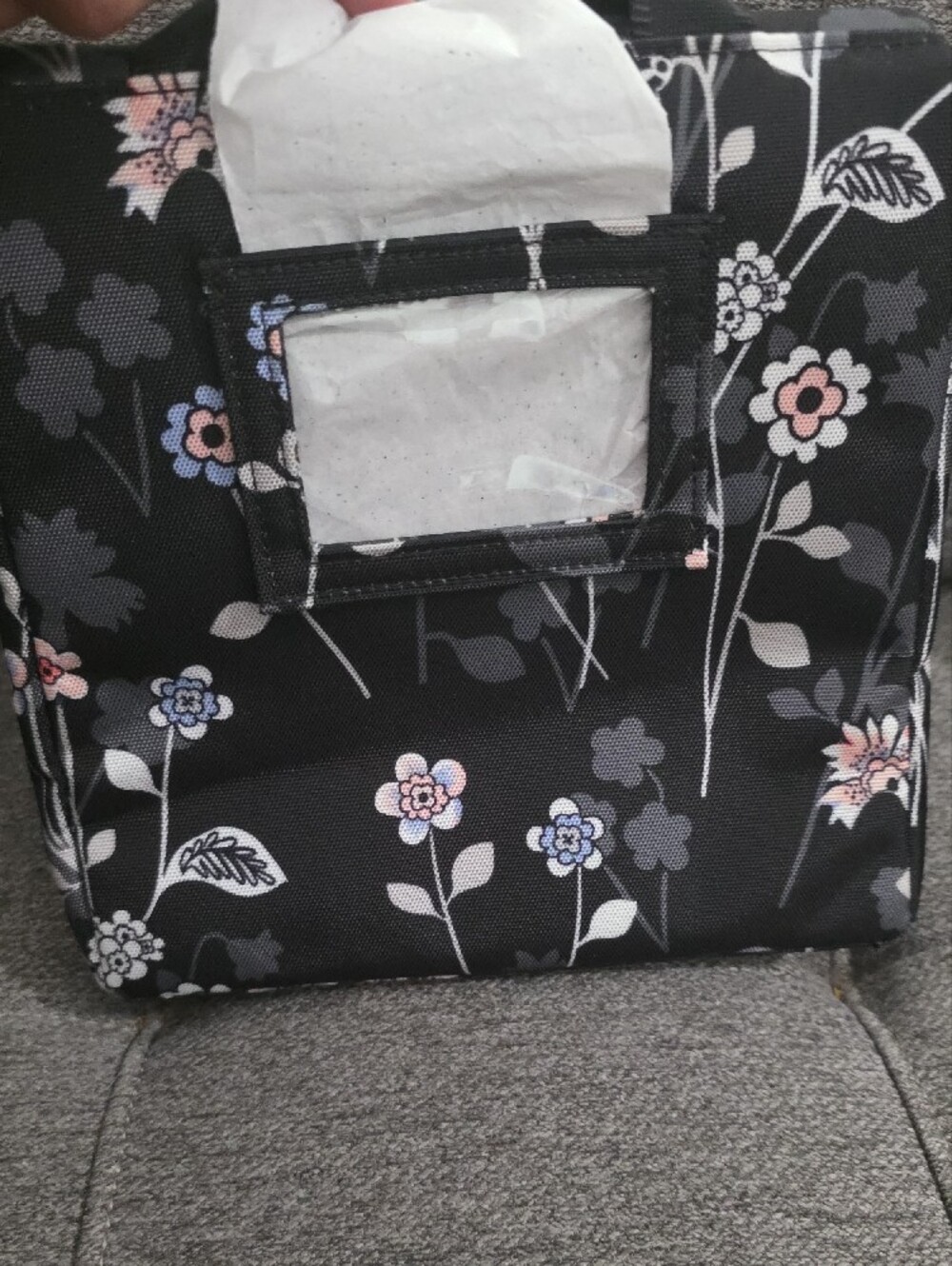 Vera Bradley Black Floral Lunch PAck with Pink & Blue Accents - Picture 4 of 13